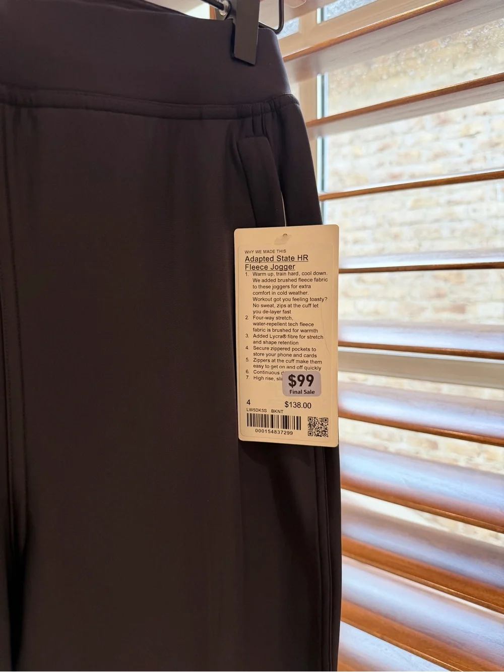 NWT Lululemon Adapted State High-Rise Fleece Jogger Black Night BKNT Size 4
